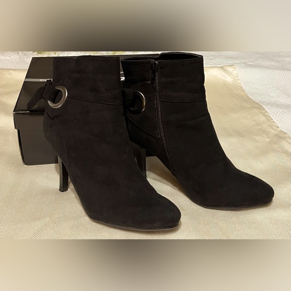 new directions Shoes - New Directions Ladies bootie black suede material 3.5 inch heel with bow.